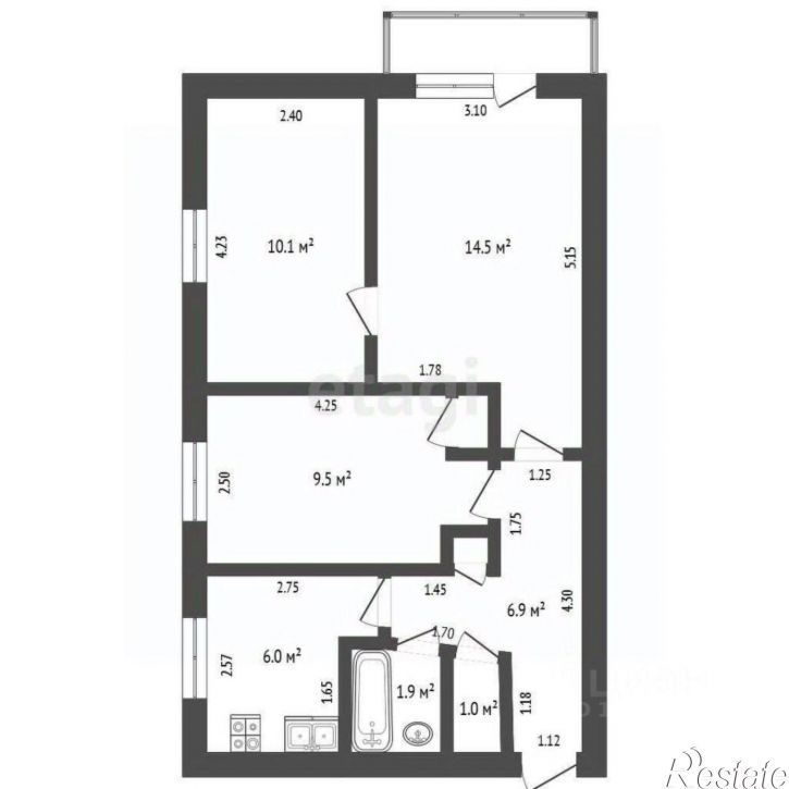 3-комн квартира ул Гагарина, 12,  д. 12