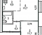 1-комн, 45кв м, этаж 1/4 улица Володарского, 65 к2