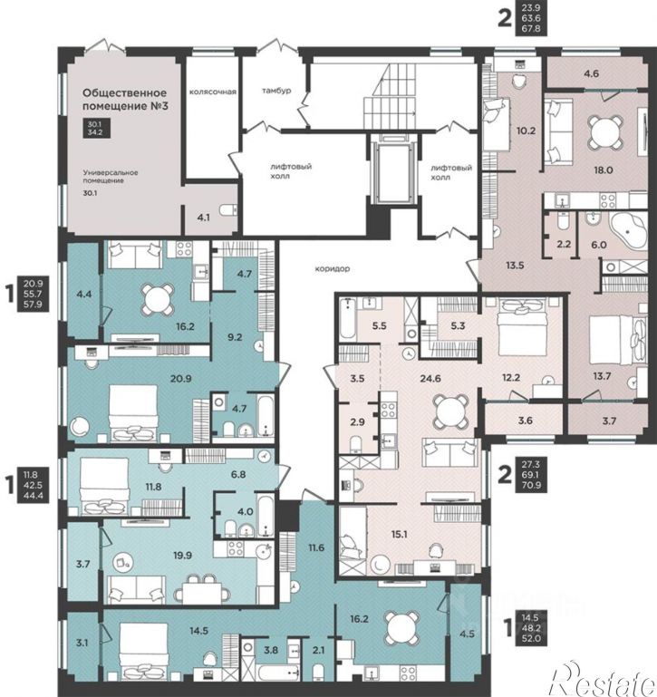 3-комн квартира в новом доме ул Крымская, 2,  д. 2